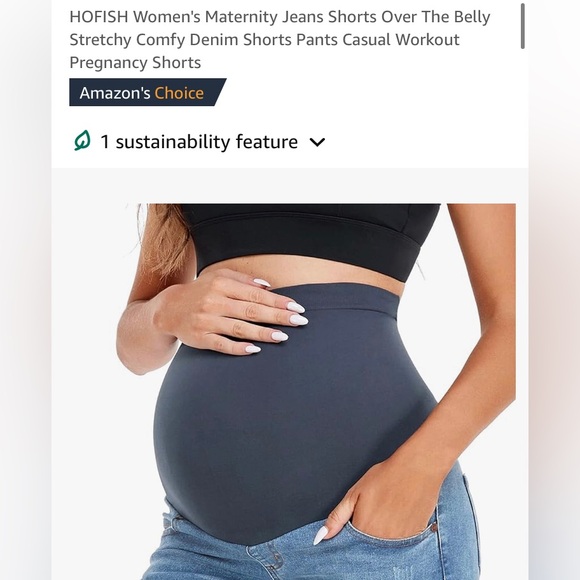 NWT Maternity Jean Shorts With Belly Panel - Picture 6 of 15